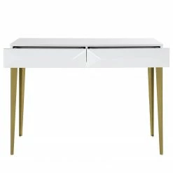 Jack & Alice Schreibtisch Canoa - Hochglanz Weiß / Gold -BÜROMÖBEL Verkaufsgeschäft 1000256390 220331 041 DETAILS P000000001000256390
