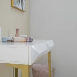 Jack & Alice Schreibtisch Canoa - Hochglanz Weiß / Gold -BÜROMÖBEL Verkaufsgeschäft 1000256390 220601 023 MOOD DETAILS P000000001000256390 mood