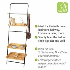 WENKO Leiterregal Loft - Bambus massiv / Metall - Bambus / Schwarz -BÜROMÖBEL Verkaufsgeschäft 1000260952 210423 13355700196 DETAILS P000000001000260952