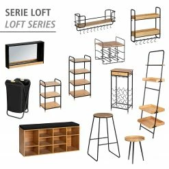 WENKO Leiterregal Loft - Bambus massiv / Metall - Bambus / Schwarz -BÜROMÖBEL Verkaufsgeschäft 1000260952 210423 13360000198 DETAILS P000000001000260952