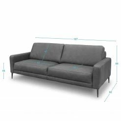 Loftscape Sofa Suzette II (3-Sitzer) - Echtleder - Echtleder Arelia: Fango -BÜROMÖBEL Verkaufsgeschäft 1000263489 210601 15012501301 SKETCH DETAILS P000000001000263489 sketch