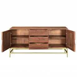 Jack & Alice Sideboard Puyo - Akazie massiv / Metall - Akazie / Gold -BÜROMÖBEL Verkaufsgeschäft 1000264972 220118 13141200053 DETAILS P000000001000264972