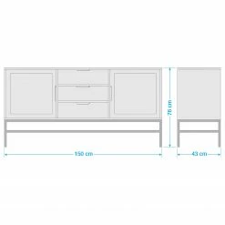Jack & Alice Sideboard Puyo - Akazie massiv / Metall - Akazie / Gold -BÜROMÖBEL Verkaufsgeschäft 1000264972 220118 131413000517 SKETCH DETAILS P000000001000264972 sketch