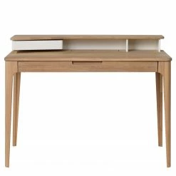 Naturoo Schreibtisch Bell - Eiche Furnier - Eiche / Weiß