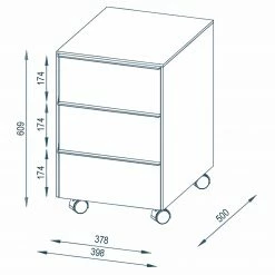 Maja Möbel Rollcontainer YOLO - Eiche Dekor / Chrom -BÜROMÖBEL Verkaufsgeschäft 1000268984 210610 16244700006 SKETCH DETAILS P000000001000268984 sketch
