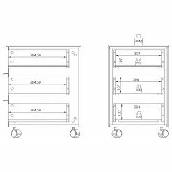 Maja Möbel Rollcontainer YOLO - Eiche Dekor / Chrom -BÜROMÖBEL Verkaufsgeschäft 1000268984 210610 16244700007 SKETCH DETAILS P000000001000268984 sketch