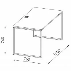Maja Möbel Schreibtisch YOLO - Breite: 150 cm - Vernickelt -BÜROMÖBEL Verkaufsgeschäft 1000268995 210610 16245000050 SKETCH DETAILS P000000001000268995 sketch