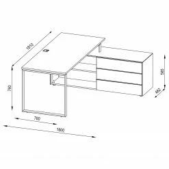 Maja Möbel Eckschreibtisch YOLO - Anthrazit / Eiche Dekor -BÜROMÖBEL Verkaufsgeschäft 1000269001 210610 16245100075 SKETCH DETAILS P000000001000269001 sketch