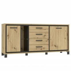Red Living Sideboard Egan IV - Eiche Artisan Dekor / Eiche Schwarz Dekor