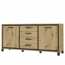 Red Living Sideboard Egan I - Eiche Artisan Dekor / Eiche Schwarz Dekor