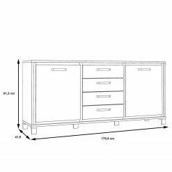 Red Living Sideboard Egan I - Eiche Artisan Dekor / Eiche Schwarz Dekor -BÜROMÖBEL Verkaufsgeschäft 1000270237 210609 06155900194 SKETCH DETAILS P000000001000270237 sketch