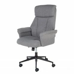 Furnitive Massagebürostuhl Barking - (mit Massagefunktion) - Flachgewebe / Metall - Grau / Schwarz