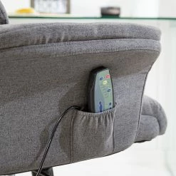 Furnitive Massagebürostuhl Barking - (mit Massagefunktion) - Flachgewebe / Metall - Grau / Schwarz -BÜROMÖBEL Verkaufsgeschäft 1000272622 220628 032 DETAILS P000000001000272622