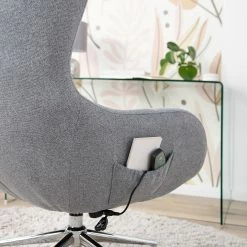 Furnitive Massagebürostuhl Barnard - (mit Massagefunktion) - Webstoff / Metall - Hellgrau / Chrom -BÜROMÖBEL Verkaufsgeschäft 1000272624 220823 031 DETAILS P000000001000272624