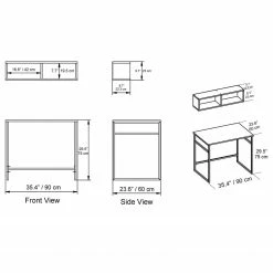 Red Living Schreibtisch-Set Ann (2-teilig) - Weiß / Gold -BÜROMÖBEL Verkaufsgeschäft 1000273402 210615 12562700067 SKETCH DETAILS P000000001000273402 sketch