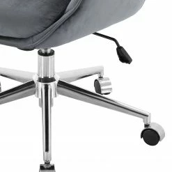 Furnitive Bürostuhl Stody - Samt / Metall - Dunkelgrau / Chrom -BÜROMÖBEL Verkaufsgeschäft 1000274200 211126 132905000054 DETAILS P000000001000274200