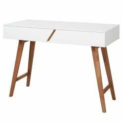 Mørteens Schreibtisch Teja - Catalpa teilmassiv - Weiß / Catalpa