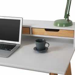 Mørteens Schreibtisch Adeele - Pinie teilmassiv - Weiß / Pinie Honig -BÜROMÖBEL Verkaufsgeschäft 1000275402 210624 11464600049 DETAILS P000000001000275402