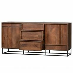 Red Living Sideboard Borro II - Mango massiv / Metall - Mango / Schwarz -BÜROMÖBEL Verkaufsgeschäft 1000275686 210630 12482400417 DETAILS P000000001000275686
