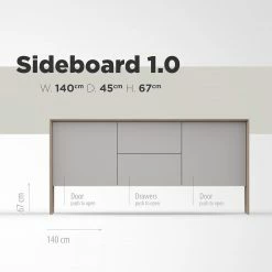 Studio Copenhagen Sideboard Maayka I - Eiche teilmassiv - Mushroom Creme / Eiche Hell -BÜROMÖBEL Verkaufsgeschäft 1000277378 211111 1449030000507 SKETCH DETAILS P000000001000277378 sketch