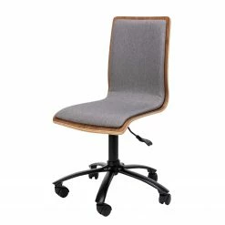 Loftscape Bürodrehstuhl Morez - Mischgewebe / Walnuss Furnier / Eisen - Grau / Walnuss / Schwarz