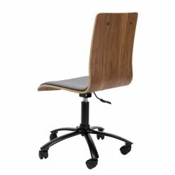 Loftscape Bürodrehstuhl Morez - Mischgewebe / Walnuss Furnier / Eisen - Grau / Walnuss / Schwarz -BÜROMÖBEL Verkaufsgeschäft 1000278347 210715 11270900091 DETAILS P000000001000278347