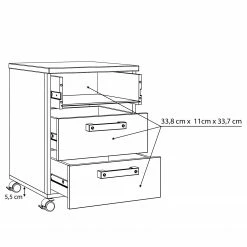 Red Living Rollcontainer Clifford - Altholz Dekor / Dunkelgrau -BÜROMÖBEL Verkaufsgeschäft 1000280660 210813 08153800039 SKETCH DETAILS P000000001000280660 sketch