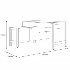 Fredriks Schreibtischkombination Holvik - Eiche Sonoma Dekor / Weiß -BÜROMÖBEL Verkaufsgeschäft 1000280666 210813 08154000065 SKETCH DETAILS P000000001000280666 sketch