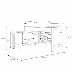 Fredriks Schreibtischkombination Holvik - Eiche Sonoma Dekor / Weiß -BÜROMÖBEL Verkaufsgeschäft 1000280666 210813 08154000066 SKETCH DETAILS P000000001000280666 sketch