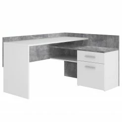 Fredriks Eckschreibtisch Niya - Weiß / Betongrau