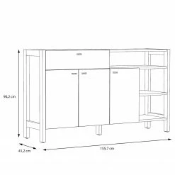 Norrwood Kommode Holvik - Eiche Sonoma Dekor / Weiß -BÜROMÖBEL Verkaufsgeschäft 1000280679 210813 08154500157 SKETCH DETAILS P000000001000280679 sketch