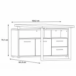 Fredriks Eckschreibtisch Kendrick II - Weiß / Grau -BÜROMÖBEL Verkaufsgeschäft 1000280698 210813 08155400297 SKETCH DETAILS P000000001000280698 sketch