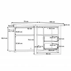 Fredriks Eckschreibtisch Kendrick II - Weiß / Grau -BÜROMÖBEL Verkaufsgeschäft 1000280698 210813 08155400298 SKETCH DETAILS P000000001000280698 sketch