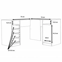 Fredriks Eckschreibtisch Nita - Weiß -BÜROMÖBEL Verkaufsgeschäft 1000280704 210813 08155700345 SKETCH DETAILS P000000001000280704 sketch
