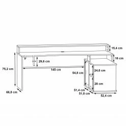 Fredriks Eckschreibtisch Trent - (mit Beleuchtung) Matt Schwarz -BÜROMÖBEL Verkaufsgeschäft 1000280718 210813 08160200443 SKETCH DETAILS P000000001000280718 sketch