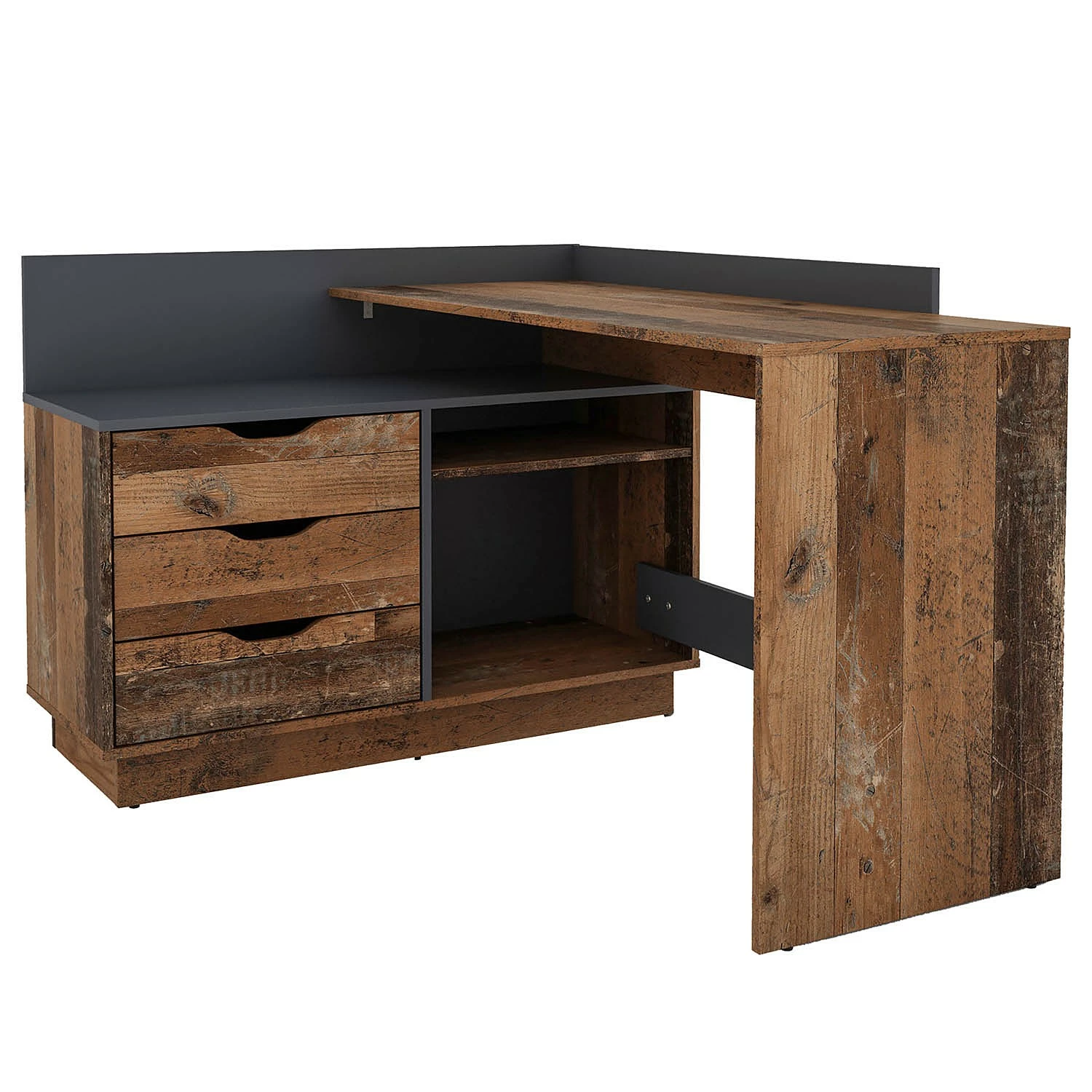 Fredriks Eckschreibtisch Vernie - Altholz Dekor 3 Fredriks Eckschreibtisch Vernie - Altholz Dekor