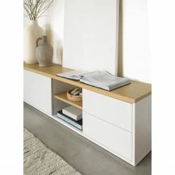 Loftscape TV-Lowboard Agueda - Echtholzfurnier - Weiß / Eiche -BÜROMÖBEL Verkaufsgeschäft 1000282700 210729 06154700079 MOOD DETAILS P000000001000282700 mood