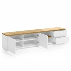 Loftscape TV-Lowboard Agueda - Echtholzfurnier - Weiß / Eiche -BÜROMÖBEL Verkaufsgeschäft 1000282700 210729 06154700080 DETAILS P000000001000282700