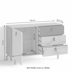 Fredriks Sideboard Bowood I - Eiche Artisan Dekor / Weiß -BÜROMÖBEL Verkaufsgeschäft 1000283829 210805 14243400060 SKETCH DETAILS P000000001000283829 sketch