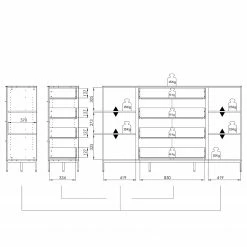 Maja Möbel Sideboard Trend - Glas - Hochglanz Weiß / Chrom -BÜROMÖBEL Verkaufsgeschäft 1000284207 210804 14342400015 SKETCH DETAILS P000000001000284207 sketch