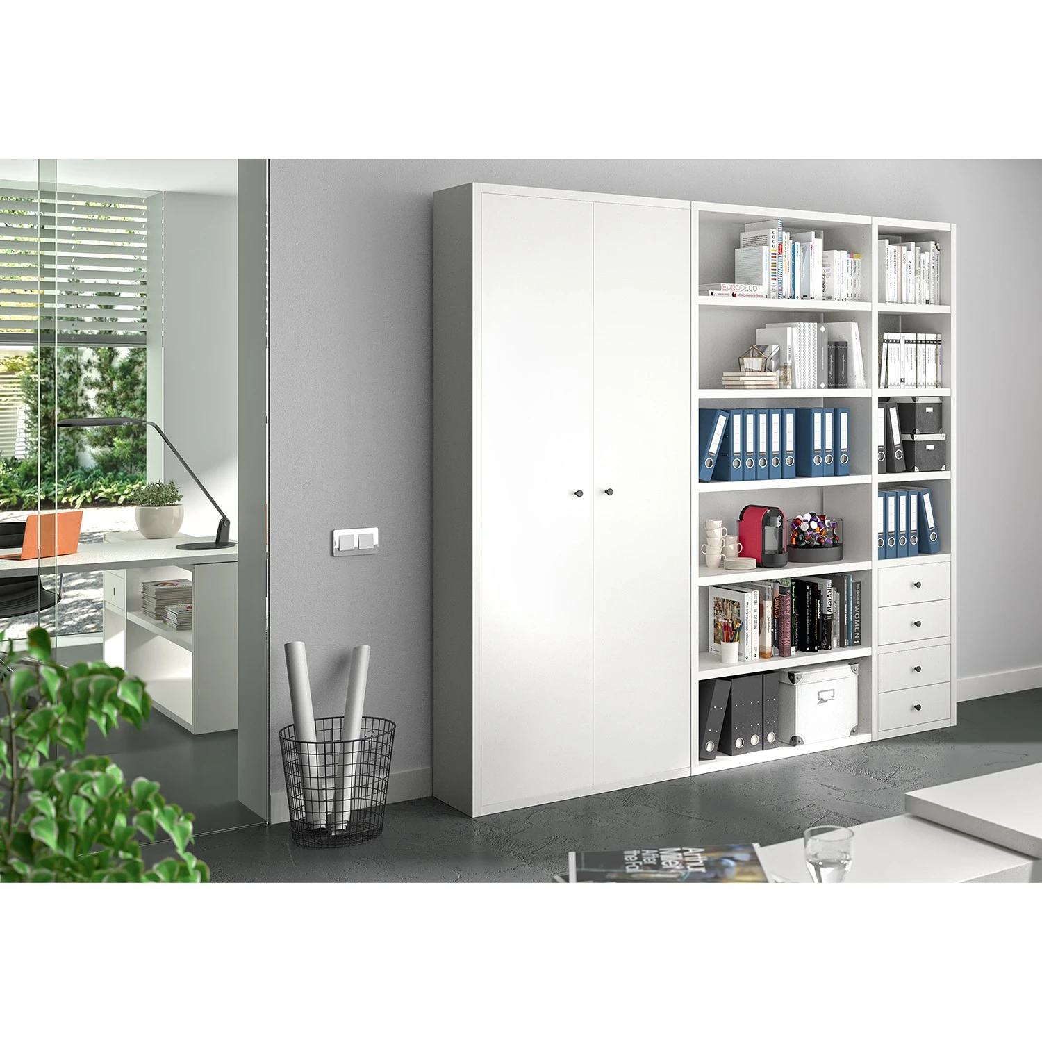 Fredriks Aktenregal-Kombination Emporio III - Lack Weiß 4 Fredriks Aktenregal-Kombination Emporio III - Lack Weiß – Bild 2