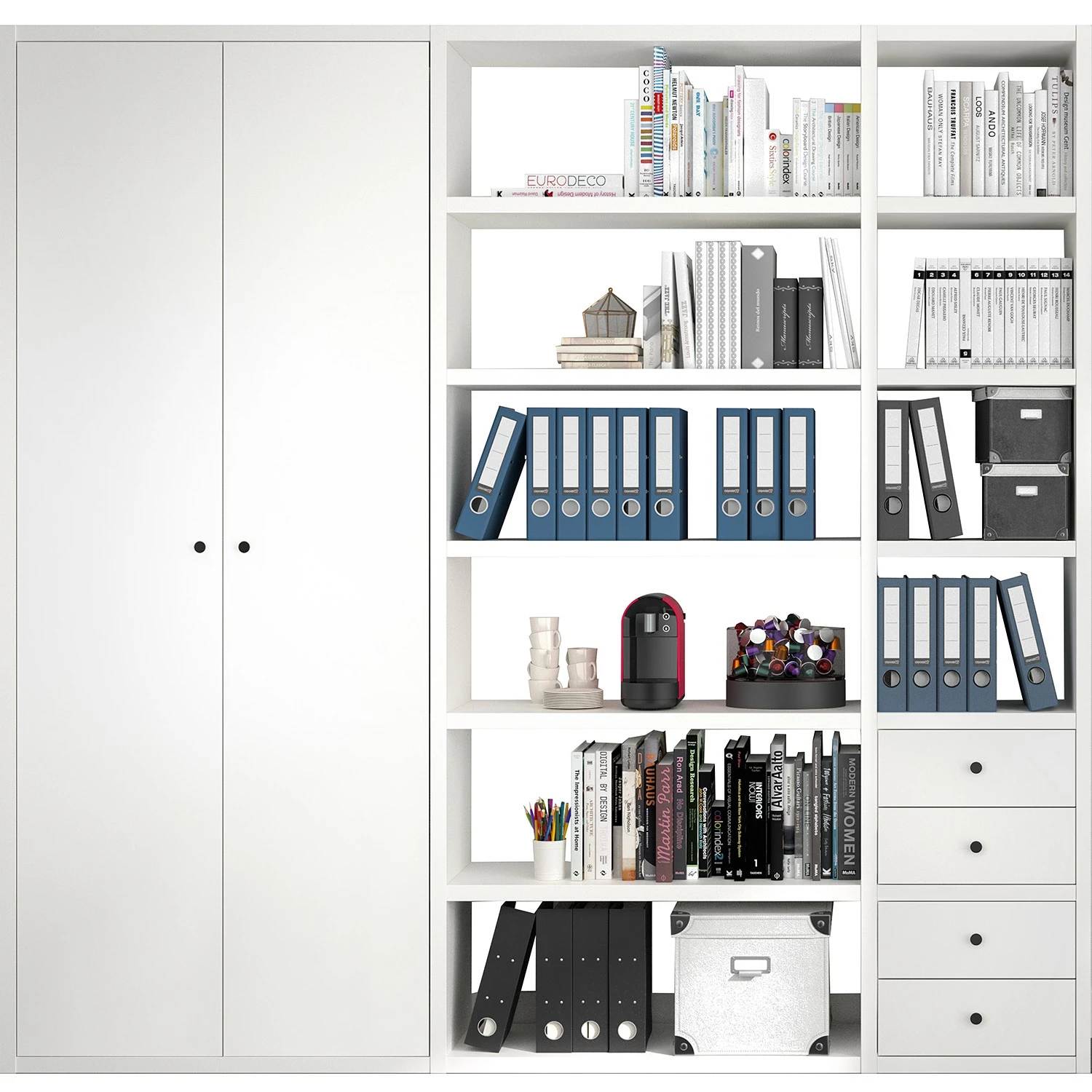 Fredriks Aktenregal-Kombination Emporio III - Lack Weiß 5 Fredriks Aktenregal-Kombination Emporio III - Lack Weiß – Bild 3