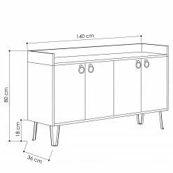 Loftscape Sideboard Dalma - Weiß / Creme -BÜROMÖBEL Verkaufsgeschäft 1000284340 210809 06083200075 SKETCH DETAILS P000000001000284340 sketch