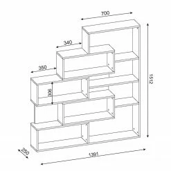 Loftscape Regal Mertyn - Weiß / Walnuss Hell Dekor -BÜROMÖBEL Verkaufsgeschäft 1000284396 210809 06093100187 SKETCH DETAILS P000000001000284396 sketch