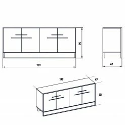 Loftscape Sideboard Pisek - Metall - Marmor Weiß Dekor / Gold -BÜROMÖBEL Verkaufsgeschäft 1000284400 210809 06093200204 SKETCH DETAILS P000000001000284400 sketch