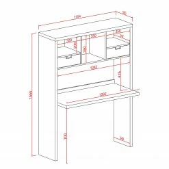 Fredriks Regal-Schreibtischkombination Mernda - Wabenplatte - Weiß -BÜROMÖBEL Verkaufsgeschäft 1000285174 210827 08092400034 SKETCH DETAILS P000000001000285174 sketch