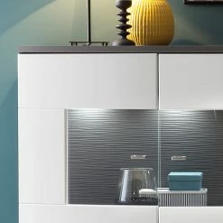 Loftscape Sideboard Intento I - Hochglanz Weiß / Anthrazit -BÜROMÖBEL Verkaufsgeschäft 1000288186 210827 12095600054 DETAILS P000000001000288186