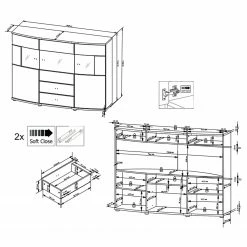 Loftscape Sideboard Intento I - Hochglanz Weiß / Anthrazit -BÜROMÖBEL Verkaufsgeschäft 1000288186 210827 12095600056 SKETCH DETAILS P000000001000288186 sketch