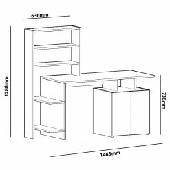 Fredriks Schreibtisch-Kombination Milli - Walnuss Dekor / Weiß -BÜROMÖBEL Verkaufsgeschäft 1000289488 210908 14360600018 SKETCH DETAILS P000000001000289488 sketch
