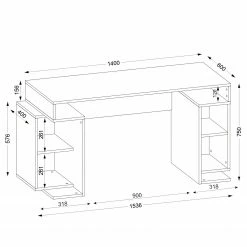 Fredriks Schreibtisch Mountain - Walnuss Dekor / Weiß -BÜROMÖBEL Verkaufsgeschäft 1000289490 210908 14360700025 SKETCH DETAILS P000000001000289490 sketch